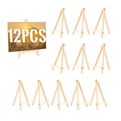 12 Pack 9 Inches Wooden Tabletop Easel Stand for Canvas Painting Display | Sturdy Structure, Anti-Slip Stable Base, Perfect for Artists, Adults And Students, Great for DIY Art Craft Drawing Projects