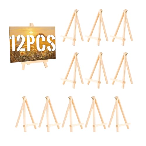 12 Pack 9 Inches Wooden Tabletop Easel Stand for Canvas Painting Display | Sturdy Structure, Anti-Slip Stable Base, Perfect for Artists, Adults And Students, Great for DIY Art Craft Drawing Projects