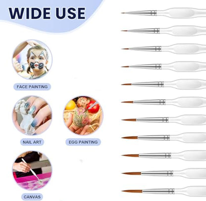 11 Pcs Detail Paint Brushes with Triangular Handles, Paint by Numbers - color: White