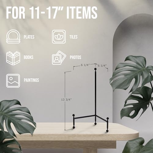 Red Co. Decorative Tripod Plate Stand and Art Holder Easel in Black Finish - 14" h - color: Black, size: Height - 14"