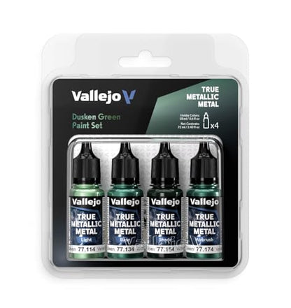 Vallejo - Dusken Green Set, True Metallic Metal, 4 Bottles x 0.6 fl.oz. - color: Dusken Green