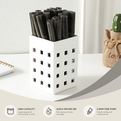 Black Fine Point Gel Pens 24Pcs 0.5mm Gel Ballpoint Pens Black Liquid Ink Pens No Smear No Bleed, Smooth Writing Pen for Journaling Note Taking Drawing Sketching Coloring Office School Supplies - color: 24 Black