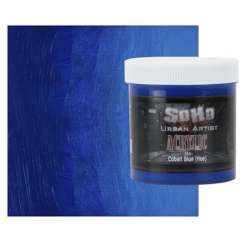 Soho Urban Artist Heavy Body Acrylic Paint - 500 ml Jar - Cobalt Blue Hue - Thick, Rich Color, Excellent Coverage, Professional Quality - Artists Acrylic Paint - color: Cobalt Blue Hue, size: 16.91 Fl Oz (Pack of 1)