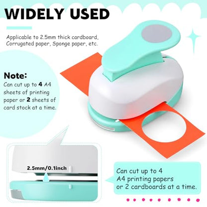 CHENGU 6 Pcs Circle Punch Set 3in/2in/1.5in/1in/0.6in/0.3in Scrapbook Hole Punchers Crafting with 10 Sticker Paper Round Cutter Scrapbook for Office Supplies DIY Albums Photos(Mint Green) - color: Mint Green, style: Circle