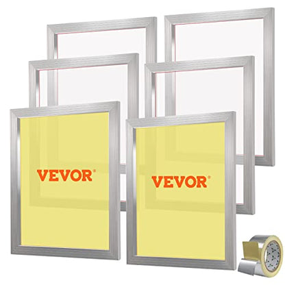 VEVOR 6 Pieces Aluminum, 20x24inch Silk Screen Frame with 110 Count High Tension Nylon Mesh and Sealing Tape for T-Shirts DIY Printing, Silver - size: 20x24inch, style: 6 Pieces