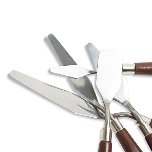 Conda 2 set of 10pcs Different Shapes Stainless Steel Spatula Palette Knife and red 5 piece palette knife