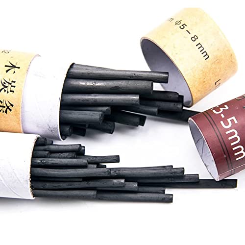 50 Pcs Willow Charcoal, Soft, Black Charcoal Sticks for Drawing, Sketching, and Fine Art, Willow Sketch Charcoal Pencils for Drawing -2 Box 3-5mm 5-8mm