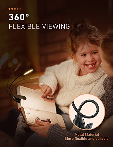 Monotremp Rechargeable Book Lights for Reading at Night, Clip-On 3 Colors - color: Black
