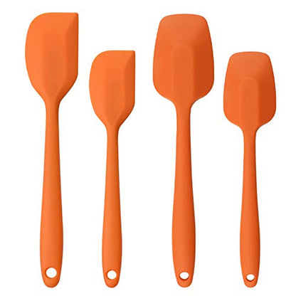Silicone Spatulas Set, Rubber Spoon Spatula Heat Resistant Spoonula One Piece Design Seamless Spatula Non-Stick Scrapers Baking Mixing Tool (Orange Set) - color: Orange Set