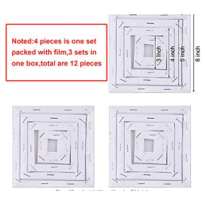 12 Pcs Mini Stretched Canvas for Painting, 3/4/5/6 Inch Blank Profile Square Painting Canvas Small Professional Paint Canva for Kids and Art Supplies for Acrylics, Oils - size: 3 Inches, 4 Inches, 5 Inches, 6 Inches
