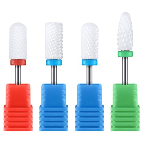 MelodySusie Ceramic Nail Drill Bits Set, 3/32'' (2.35mm) Professional Acrylic Nail File Drill Bit for Manicure Pedicure Cuticle Gel Nail Polishing 4 Pcs - color: 1 Coarse, 2 Medium and 1 Fine, size: 4 Pcs