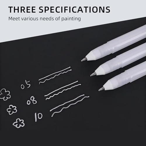White Gel Pens, 3 Tip Sizes Pack White Ink Pen | Fine 0.5mm/Medium 0.8mm/Bold 1.0mm, For Art, Journaling, Drawing, Black Paper, Holiday Gifts & DIY Projects, DIY