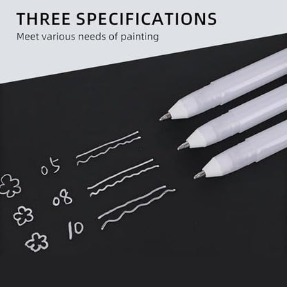 White Gel Pens, 3 Tip Sizes Pack White Ink Pen | Fine 0.5mm/Medium 0.8mm/Bold 1.0mm, For Art, Journaling, Drawing, Black Paper, Holiday Gifts & DIY Projects, DIY