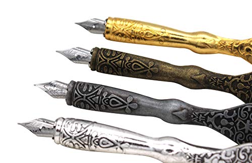 Gullor Calligraphy Pens Set - Dip Pen Handcrafted Calligraphy Set with 18 Nibs, Bronze - color: bronze
