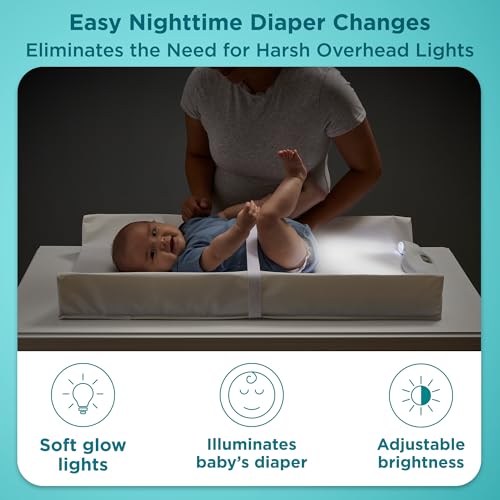 Contours GlowFlex Baby Night Light for Diaper Changes – Dimmable Soft Glow, Touch Control, Auto Shut-Off, Non-Slip Strap – Fits Sealy Baby & Select Changing Pads, Check Compatibility - style: Light ONLY