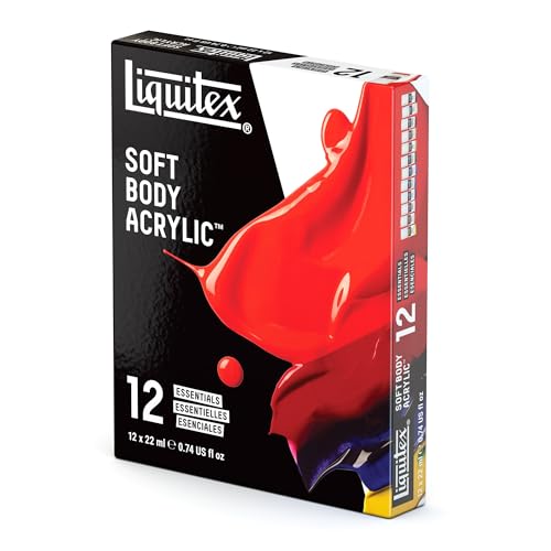 Liquitex Soft Body Acrylic Paint, 12 x 22ml (0.74-oz), Essentials Set | Low Viscosity, Highly Pigmented, Satin Finish, Retains Subtle Brush Strokes, Great Surface Coverage, Highly Versatile - style: Essentials Set 12 x 22ml (0.74-oz)