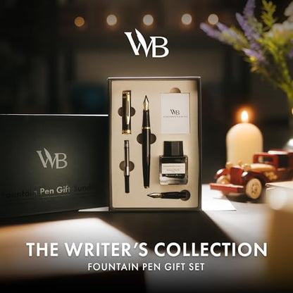 Wordsworth & Black Fountain Pen Gift Set, Medium & Extra Fine Nib, Black Gold - color: Black Gold