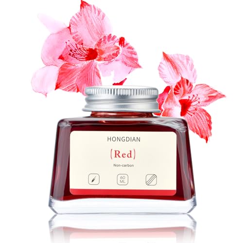 Hongdian Fountain Pen Bottled Ink Red, 60ml Fountain Pen Bottled Ink, Non Carbon - color: Red