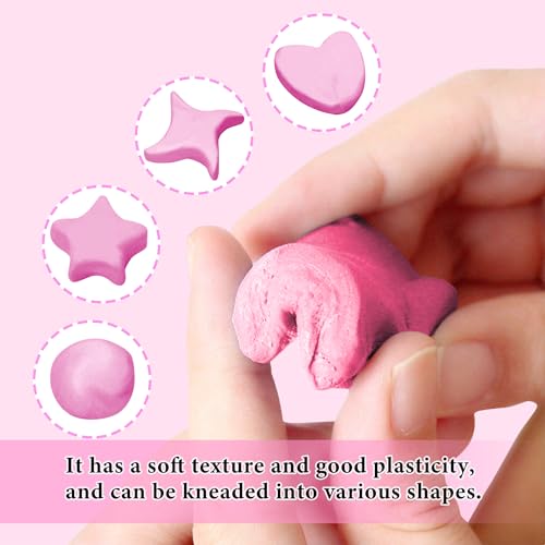 Smilo Kneaded Erasers for Artists, Pink Moldable Putty, 8-Pack | Reusable, Dust-Free and No Smudge, Art Erasers with Storage Case for Charcoal, Graphite, Pencil and Pastel Drawing - color: Pink