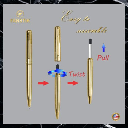 FANSTIK Gold Luxury ballpoint Pen, fancy gift set for women, Real 24K Gold Plating, Professional executive pen gift set for men (Lux BallPoint Gld) - color: A BallPoint Gold