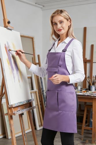 Nanxson Apron with Pockets Cross Back Apron for Hair Stylist Gardening - color: Purple