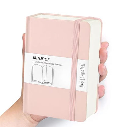 Mix Media Pad,3.5"x5.5" Small Hardcover Leather Art Sketchbook,105 GSM 200 Sheets/400 Pages Acid Free Artistic Painting Drawing Sketching Writing Paper, Handy Pocket Journal Notebook.Pink - color: 105gsm-pink