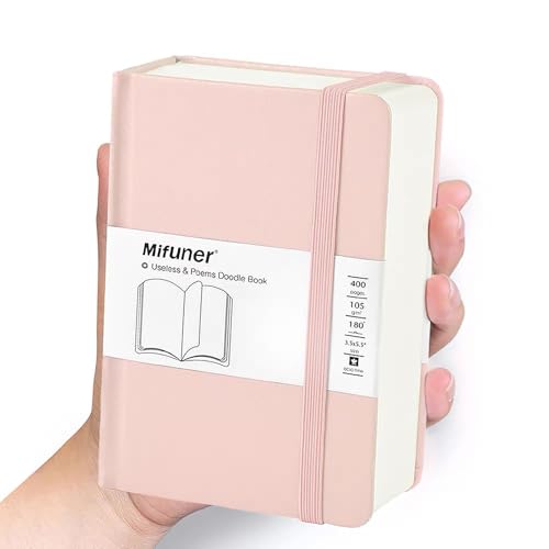 Mix Media Pad,3.5"x5.5" Small Hardcover Leather Art Sketchbook,105 GSM 200 Sheets/400 Pages Acid Free Artistic Painting Drawing Sketching Writing Paper, Handy Pocket Journal Notebook.Pink - color: 105gsm-pink