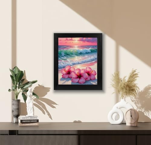 BYGFHLYW 5D Diamond Art Kits for Adults, Beach Flower Diamond Painting Kits | Full Drill Round Paint by Diamonds Dot Gem Art for Home Wall Decor 12x16inch - color: KM602-1
