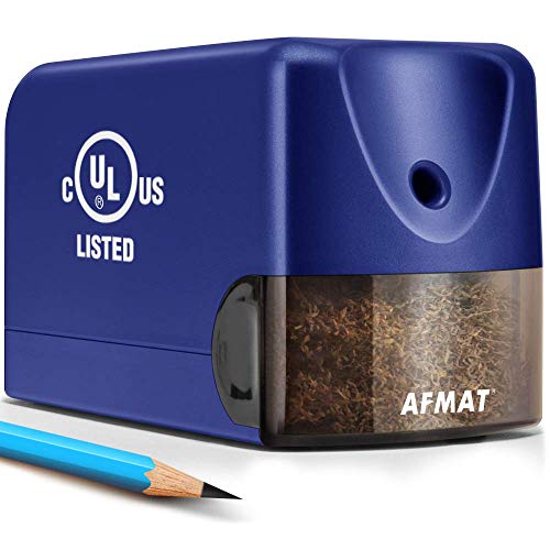 AFMAT Electric Pencil Sharpener, Heavy Duty Colored Pencil Sharpeners for Classroom, Home, UL Listed Pencil Sharpener for 6.5-8mm No.2/Colored Pencils, 10000+ Sharpenings, Blue PS28 - color: Blue