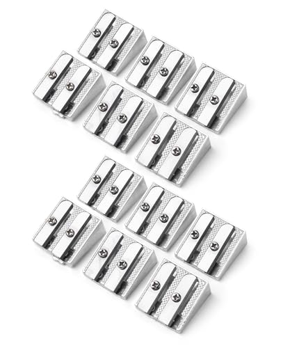 Mr. Pen- Handheld Metal Pencil Sharpener, 12 Pack | 2-Hole Dual Size (Standard & Jumbo), Bulk Silver Metal Manual Pencil Sharpeners for Graphite & Colored Pencils, School - color: Steel, size: 12 Pack