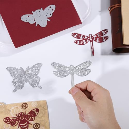 GLOBLELAND Steampunk Gear Insects Cutting Dies for Card Making Butterfly Bee Dragonfly Cut Die for DIY Scrapbooking Journal Embossing Paper Craft Decor - color: Steampunk Gear Insect