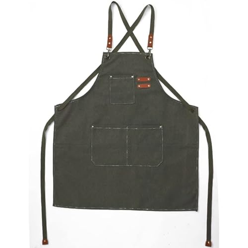 Kids Apron for Girls and Boys Heavy Duty Apron with Pockets and Adjustable Cross back Strap - color: Greygreen