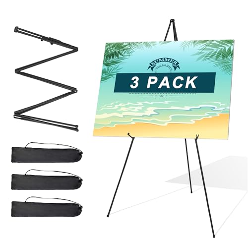 Easel Stand for Sign 63'' Art Easels for Display Wedding Welcome Poster Stand Portable Floor Metal Easel Black 3 Pack - style: Black 3 Pack