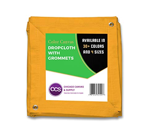CCS Canvas Drop Cloth with Grommets – Heavy Duty Cotton Duck Cloth Tarp for Curtains, Backdrops, Painting – Washable & Reusable Floor Cover, Dust Sheet for Furniture (Yellow, 8x10 Ft) - color: Yellow, size: 8 by 10 Feet