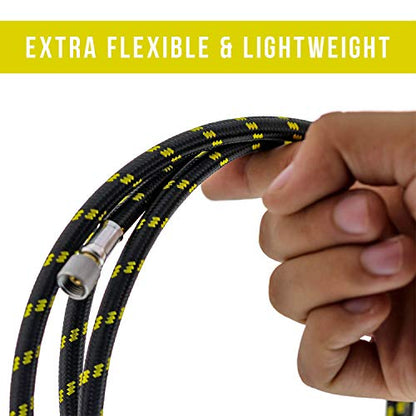 Master Airbrush Premium 25 Foot Nylon Braided Airbrush Hose | 25' Nylon Braided 1/8" BSP Airbrush Hose with Brush Adapter Fitting Connectors on Both Ends - size: 25' (1/8" Fittings)