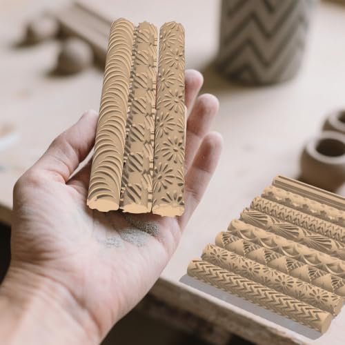 Maiguinzaa 10-Pack Clay Texture Rollers, Polymer Clay Tools