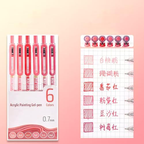 6 Colors 0.7mm Fine Pointed Acrylic Gel Pen Set,Lip Enamel Red | Fit for Drawing Creation, Daily Painting, Coloring, Card Making, Journaling - color: Red