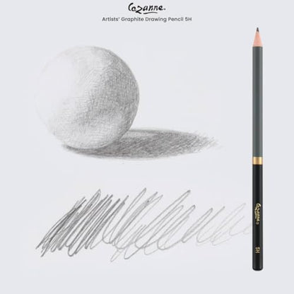 Cezanne Graphite Drawing Pencils Set - 5H, Set of 12 Break-Resistant Graphite Lead, Easy-to-Sharpen Sketch Pencils, Master Artist Quality Graphite Pencils for Technical and Artistic Drawing - color: 5H, size: Set of 12
