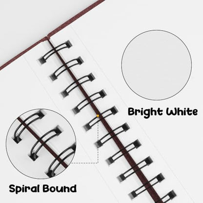 5.8x8.3in Sketch Book, 60Sheets Spiral Bound Notebooks, Bright White 92lbs/150gsm Acid-Free Drawing Paper for Painting,Sketching, Professional Sketch Pad for Artists, Beginners. BW-Wine Red - color: Bright White-Wine Red