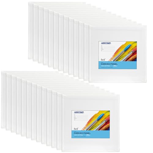 Canvas Boards for Painting 5x5 Inch, Super Value 24 Pack Mini Canvases, White Blank Canvas Panels, 100% Cotton Primed, Painting Art Supplies - size: 5"×5"
