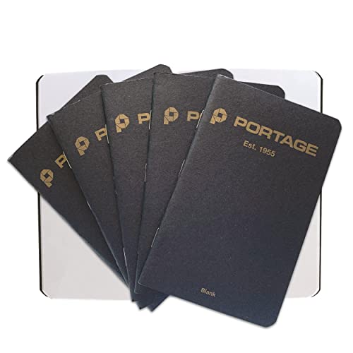 Portage Small Blank Notebook- Notepad for Field Notes, Black Blank Small Sketch Book, Pocket Notebook Journal for Taking Notes in the Field – 3.5 x 5.5 Inches, 64 Pages, (Pack of 6) - color: Black, style: Blank Notebook