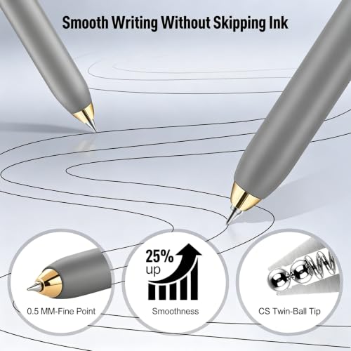 6Pcs Gel Pens-0.5mm Fine Point Black Ink with 3 Extra Refills, Soft Comfortable Grip,Smooth Fluent Writing,Retractable Design for Men Journal,Business Office and Nurse Note Taking (Gray) - color: Gray
