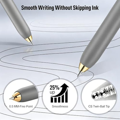 6Pcs Gel Pens-0.5mm Fine Point Black Ink with 3 Extra Refills, Soft Comfortable Grip,Smooth Fluent Writing,Retractable Design for Men Journal,Business Office and Nurse Note Taking (Gray) - color: Gray