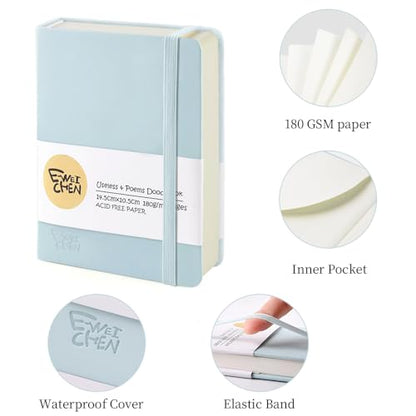 5.7x4.1" Hardcover Mixed Media sketchbook,Pocket Junk Journal Supplies - color: PU Cover-5.7x4.1in-Light Blue