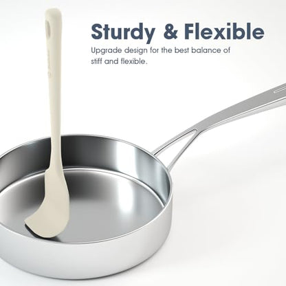 ChefAide 5 Pieces Silicone Spatula Set, Food Grade Rubber Spatula, Upgrade Strong Handle with Ergonomic Grip, Heat Resistant Up to 600°F for Nonstick Cookware, Cooking - color: Cream White, size: 5 pieces