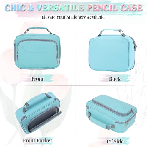 VX VONXURY Large Pencil Case, 54-Slot Colored Pen Pouch 2 Removable Sleeves - color: Turqoise