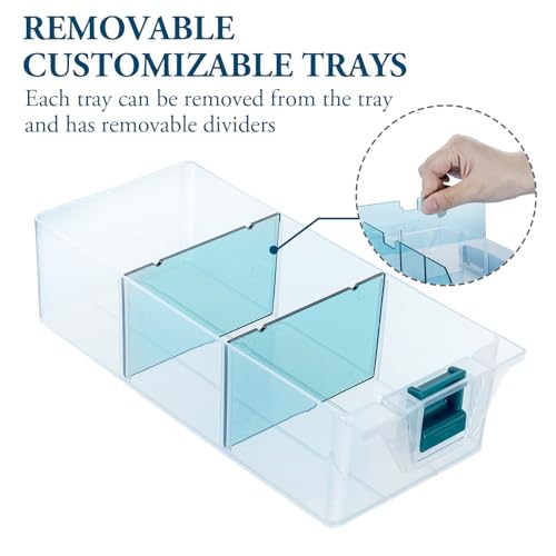 MyGift 11 Inch Craft Storage Organizer Case With 6 Drawers | Customizable Trays, Expandable Storage, Removable Dividers, 6 Drawers, 24 Compartments, Extra Trays Sold Separately - color: Blue