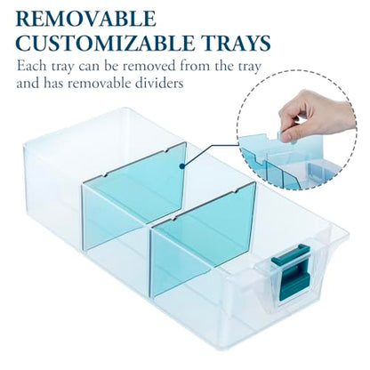 MyGift 11 Inch Craft Storage Organizer Case With 6 Drawers | Customizable Trays, Expandable Storage, Removable Dividers, 6 Drawers, 24 Compartments, Extra Trays Sold Separately - color: Blue