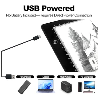 A4 LED Copy Board Tracing Light Box, USB Power LED Trace Light Pad - color: A4-21C-black