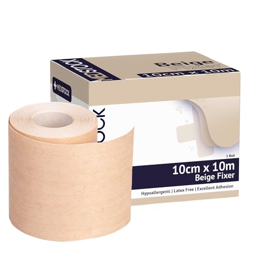 MEDSTOCK Non-Woven Fabric, Beige Fixer Roll, 4" x 11 yds, 1 Roll, Wound Care, Adhesive Dressing Tape, Medical Device Securer, Flexible and Soft, Stable and Dependable, Increases Patient Comfort - size: 4" x 11 yds
